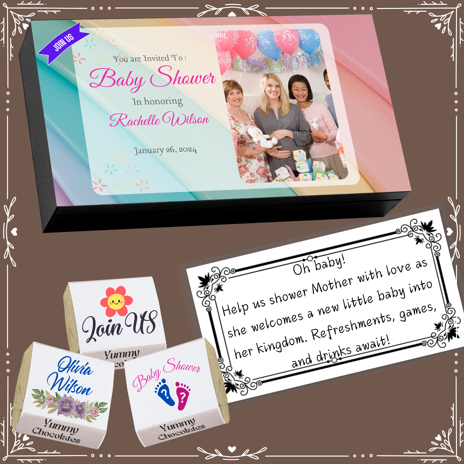 Baby Shower - Invitation Chocolates - Wrapper