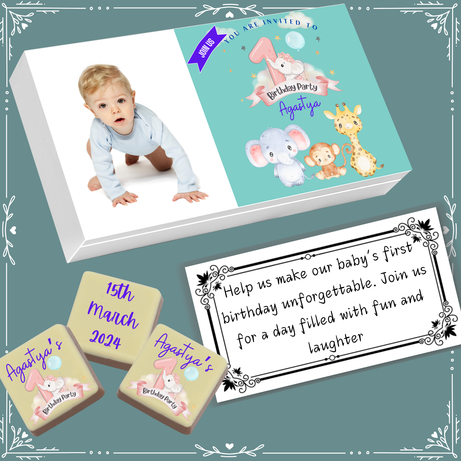 1st Birthday - Invitation Chocolates