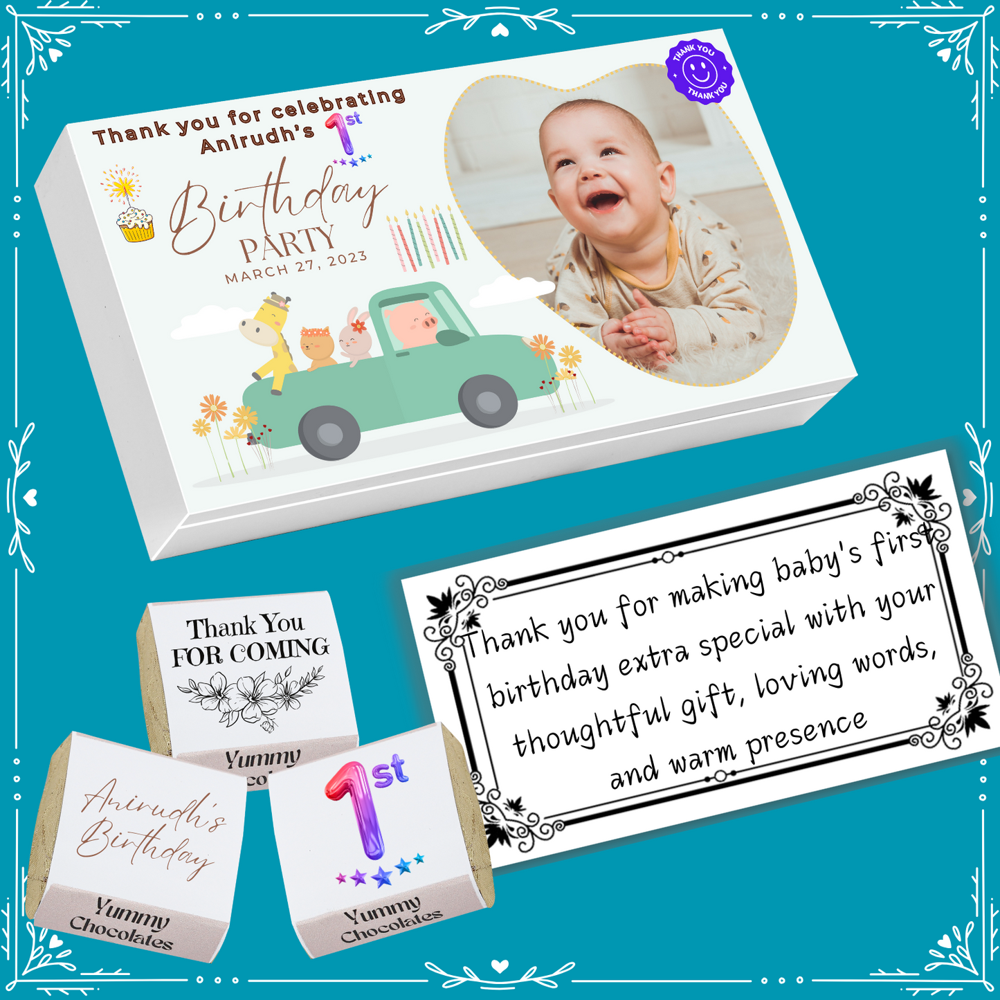 1st Birthday - Return Chocolates Gifts - Wrapper Design-10