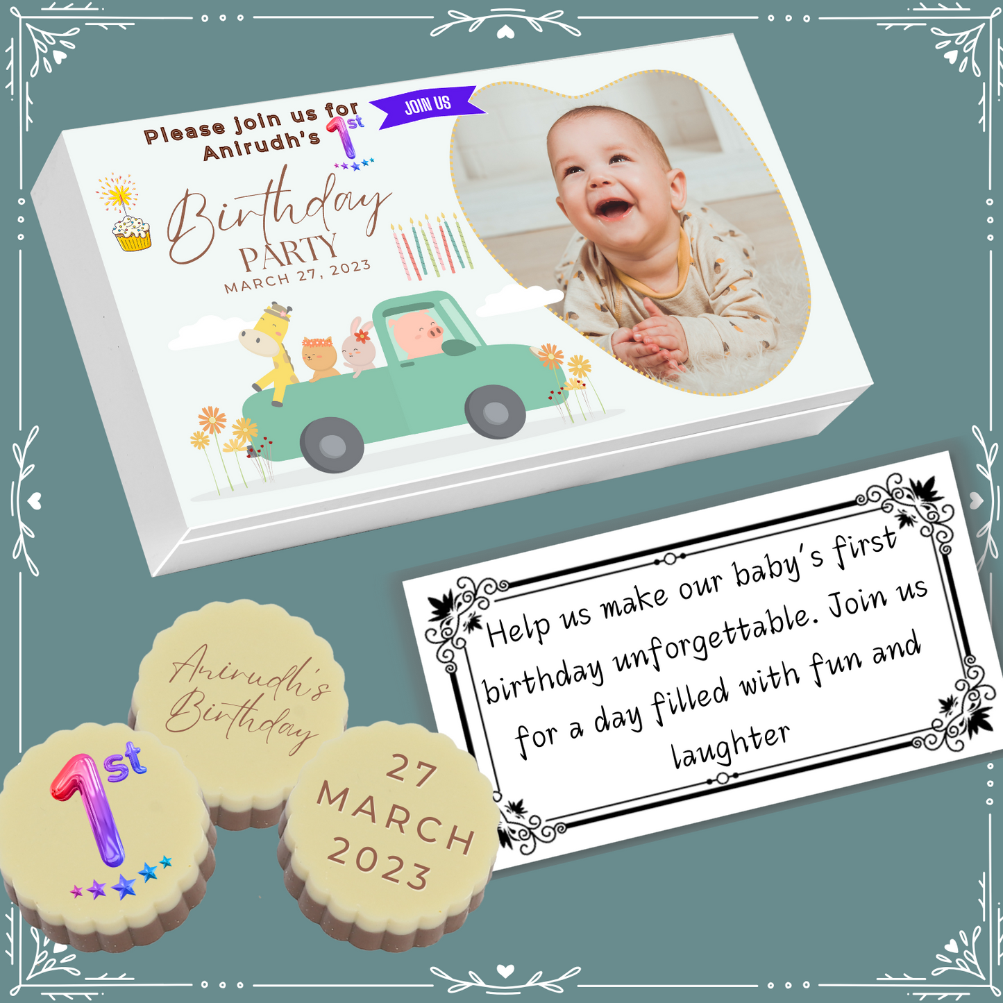 1st Birthday - Invitation Chocolates Design-10