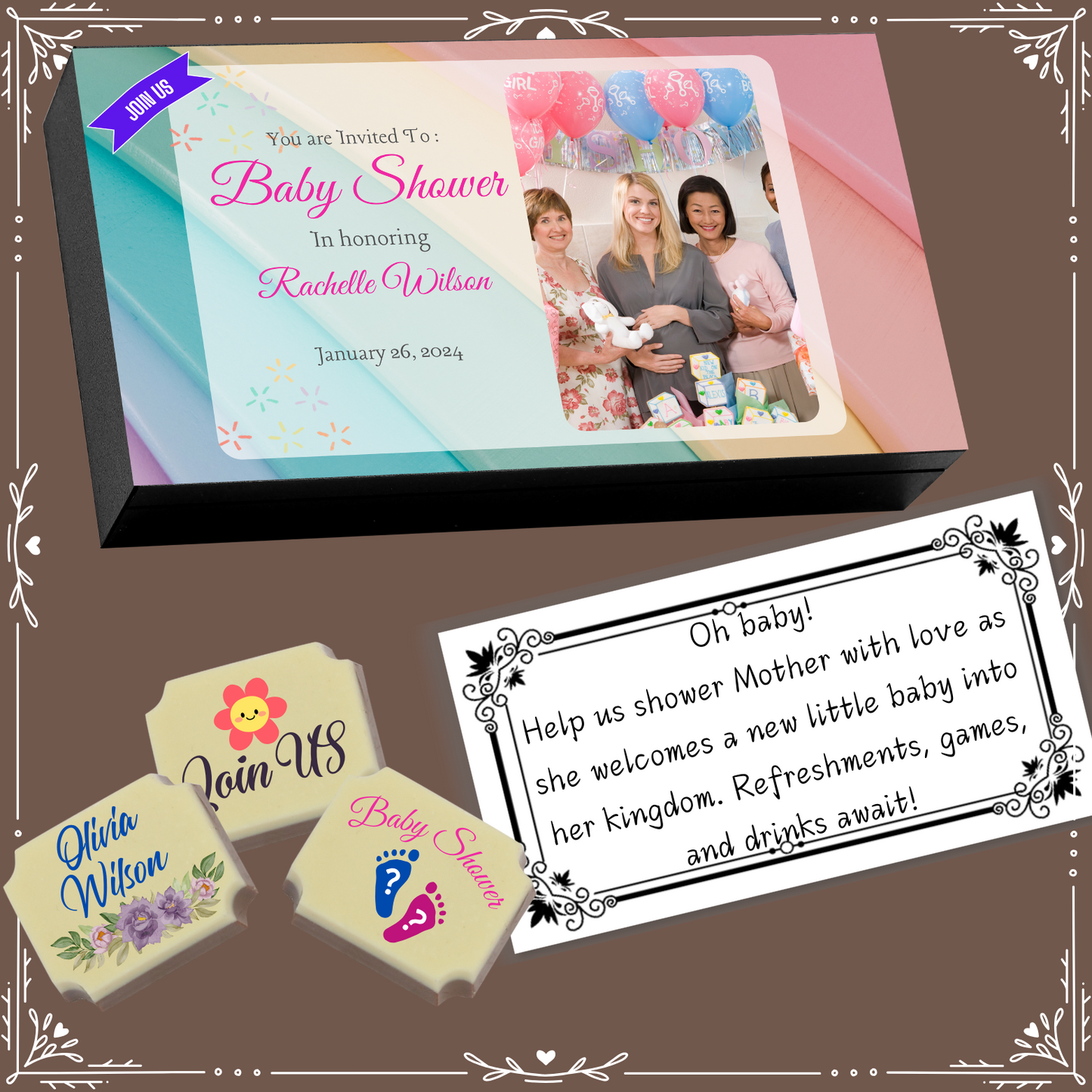 Baby Shower - Invitation Chocolates Design-4