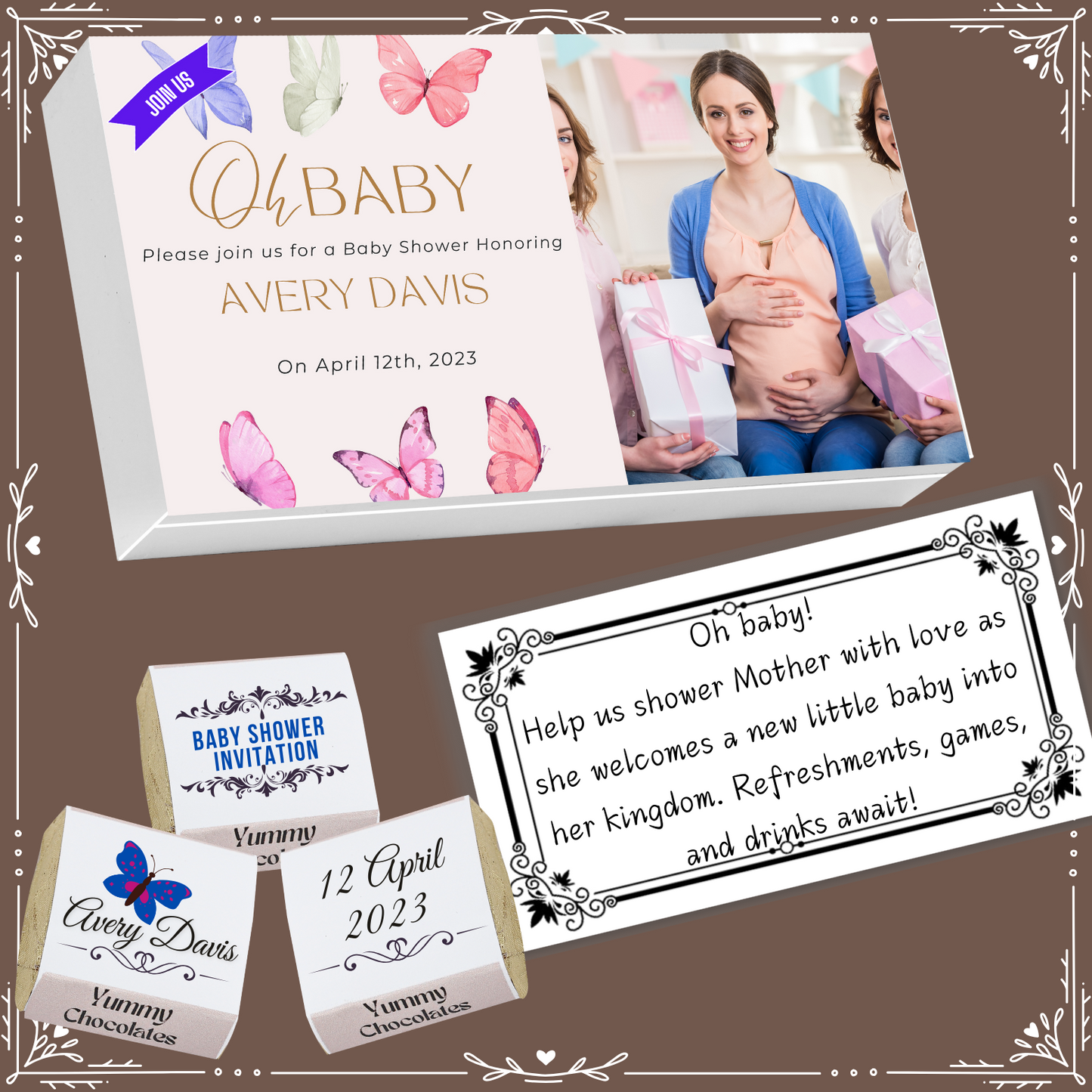 Baby Shower - Invitation Chocolates - Wrapper Design-12