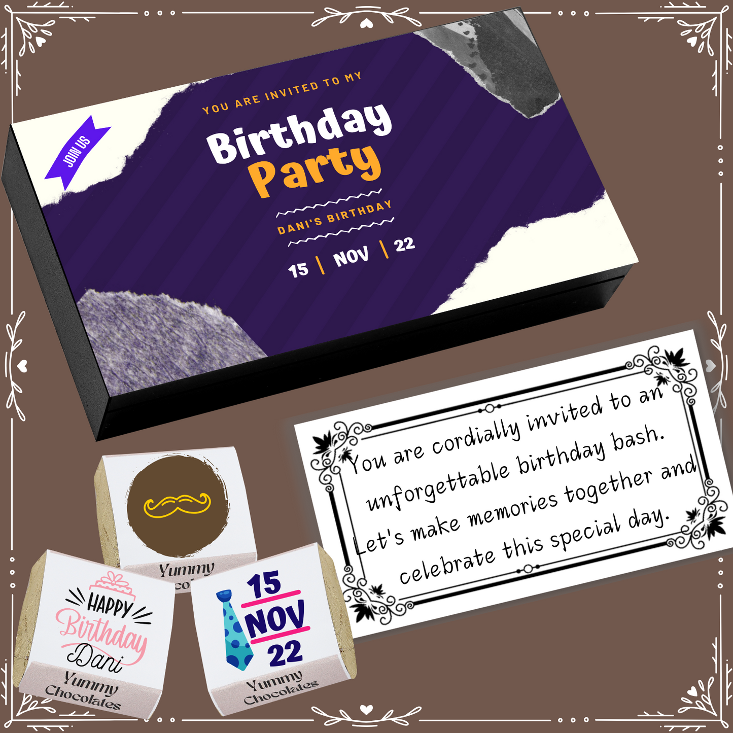 Birthday - Invitation Chocolates - Wrapper Design-13