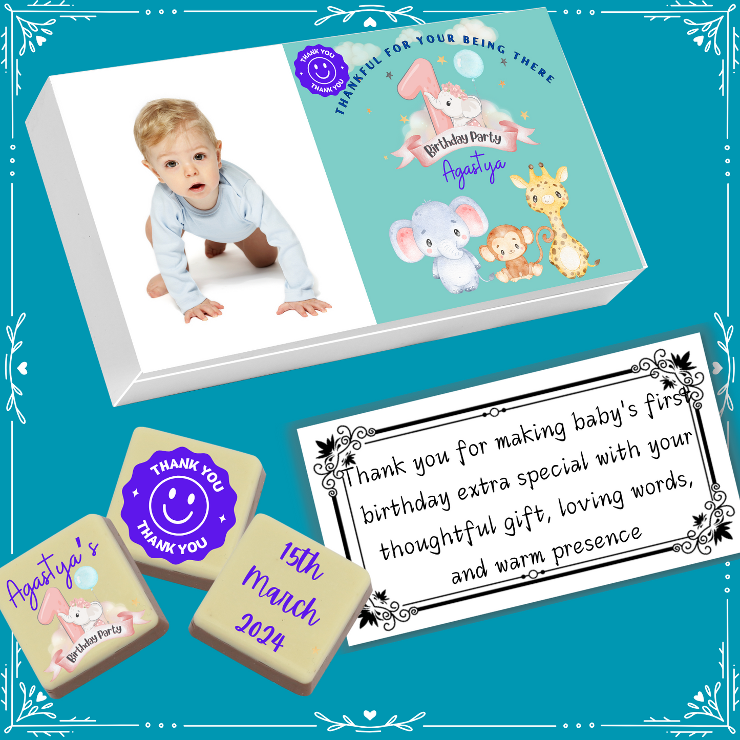 1st Birthday - Return Chocolate Gifts Design-1