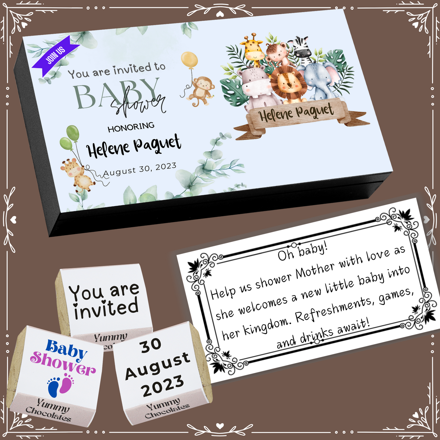 Baby Shower - Invitation Chocolates - Wrapper Design-2