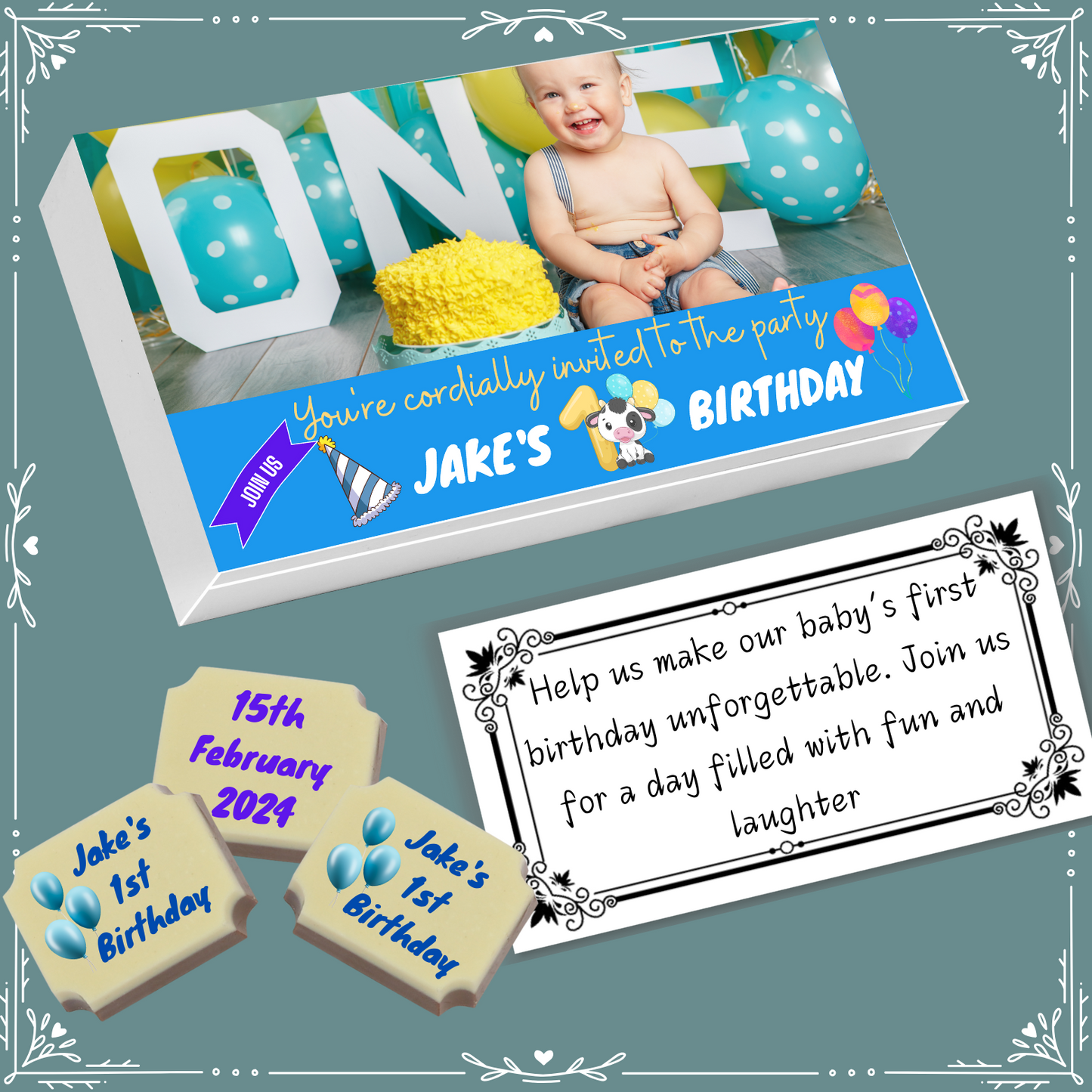 1st Birthday - Invitation Chocolates Design-2