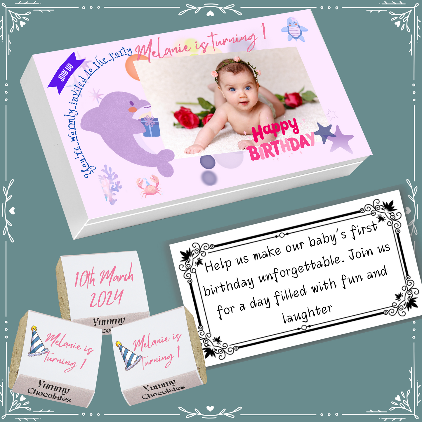 1st Birthday - Invitation Chocolates - Wrapper Design-3