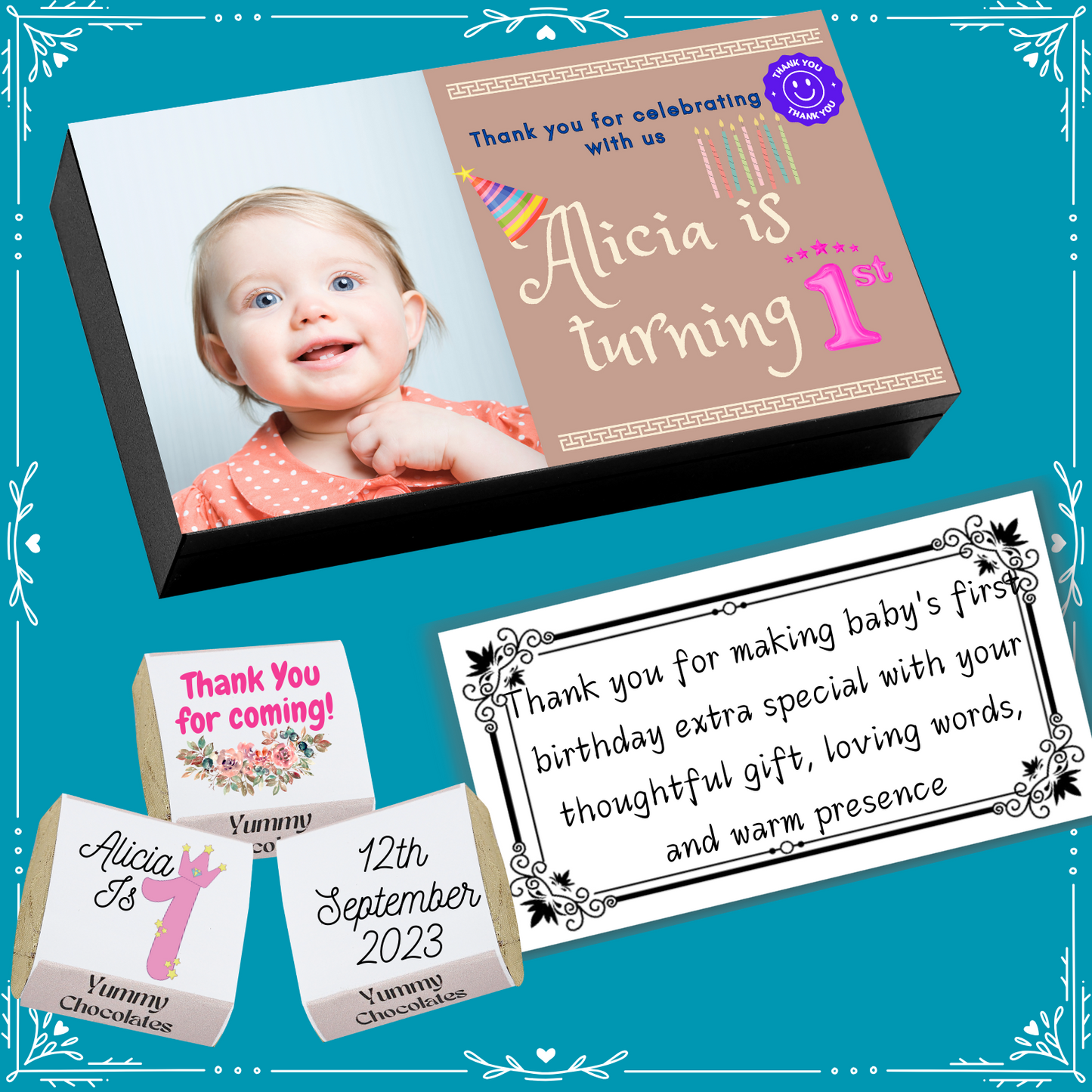 1st Birthday - Return Chocolates Gifts - Wrapper Design-4