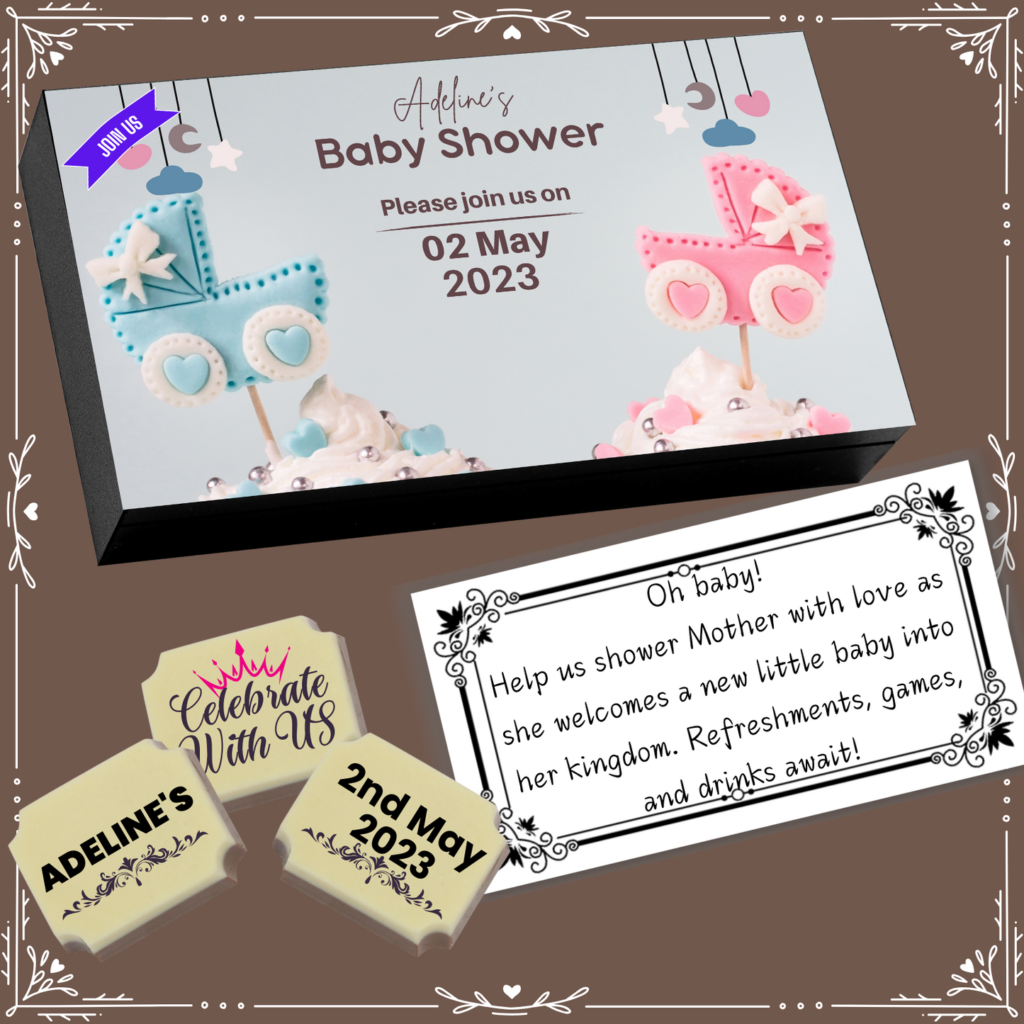 Baby Shower - Invitation Chocolates Design-11