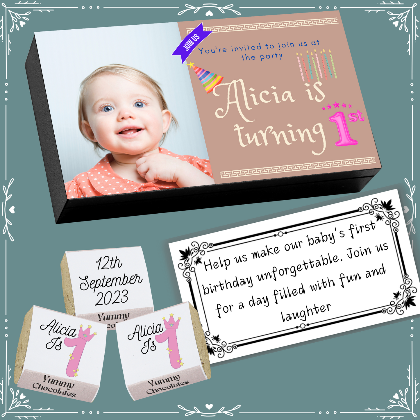 1st Birthday - Invitation Chocolates - Wrapper Design-4