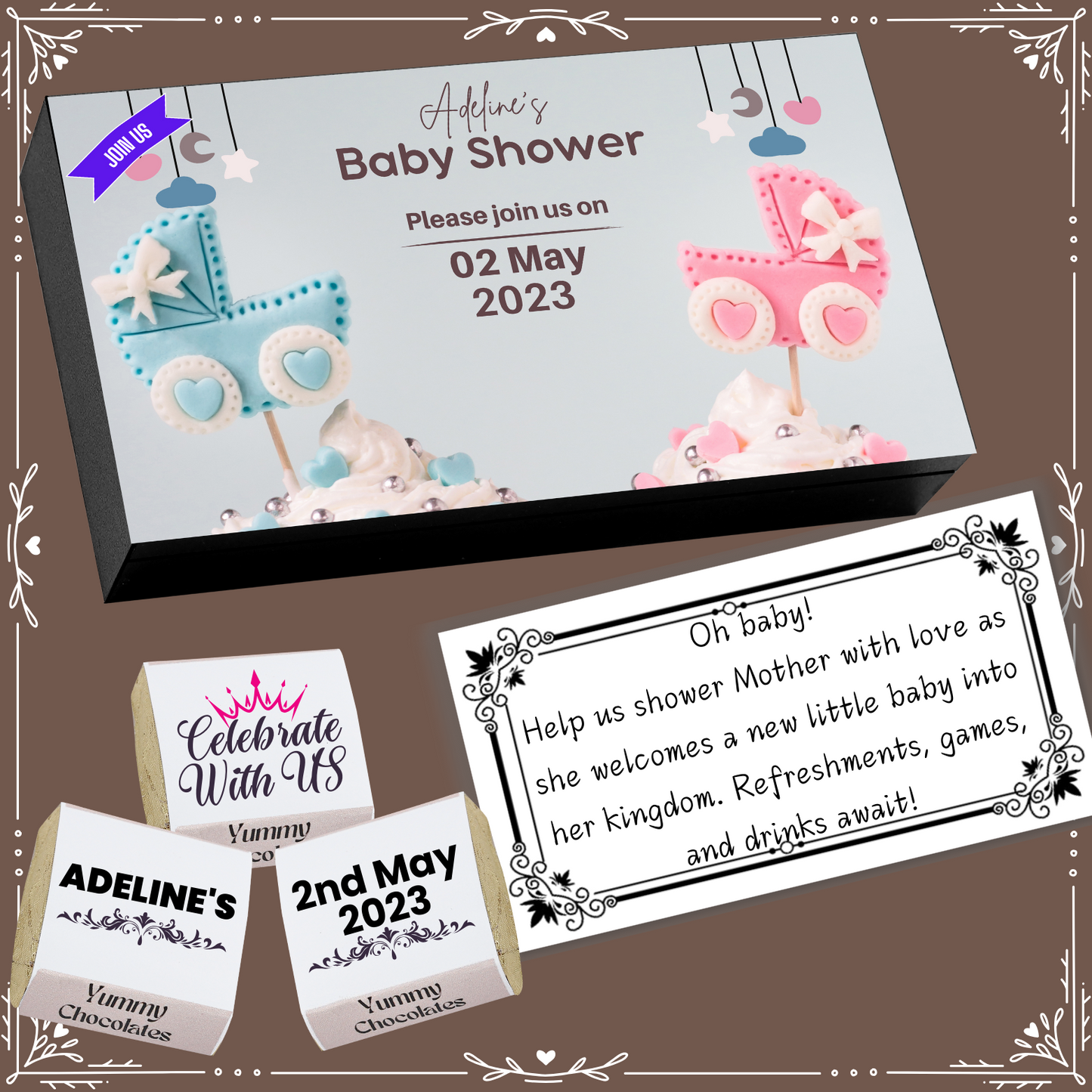 Baby Shower - Invitation Chocolates - Wrapper Design-4