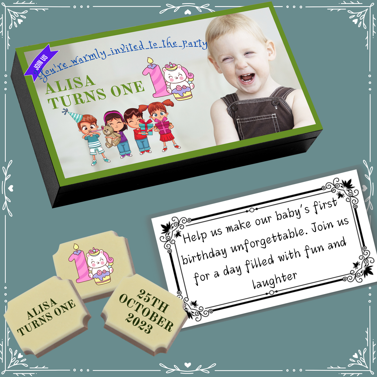 1st Birthday - Invitation Chocolates Design-5