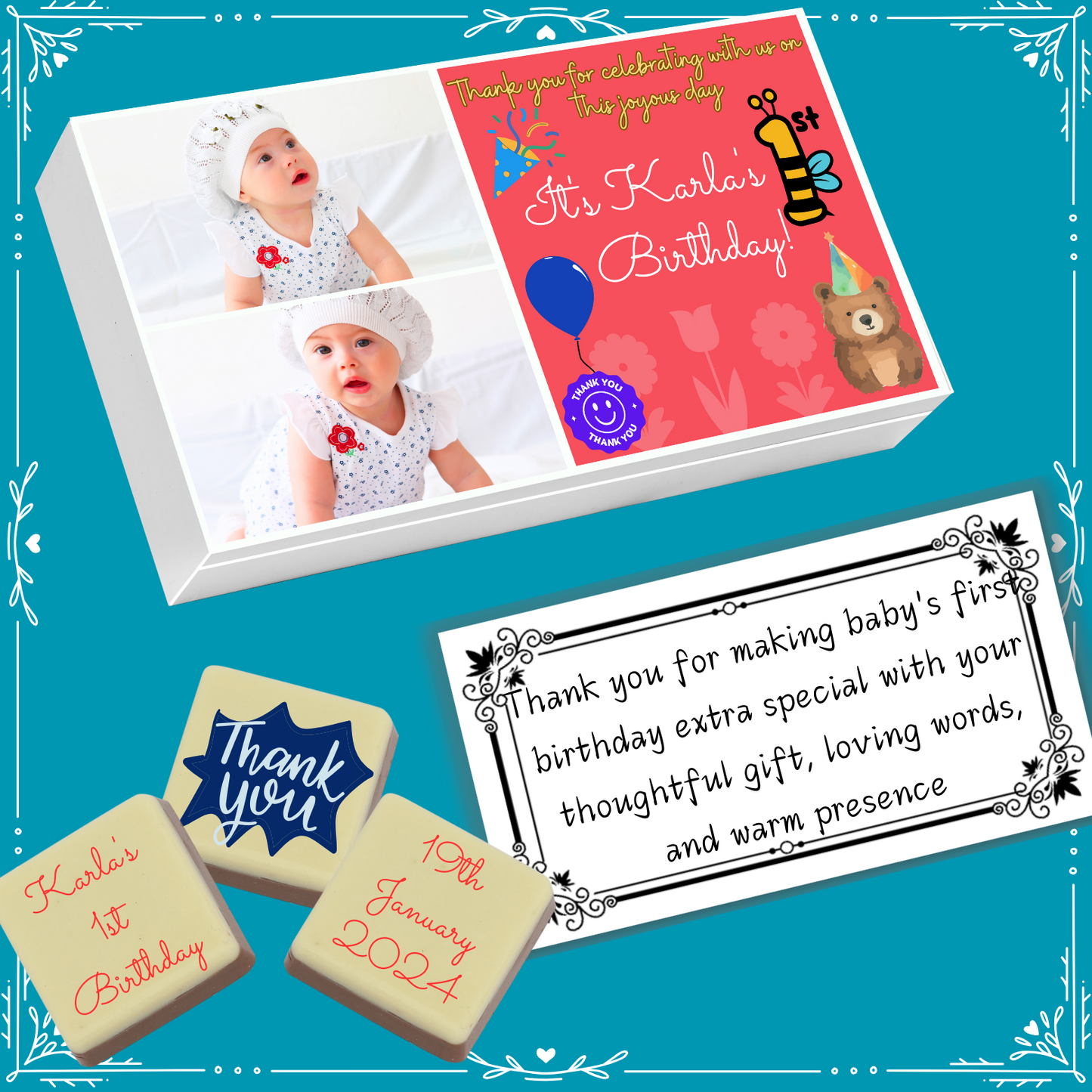 1st Birthday - Return Chocolate Gifts Design-6