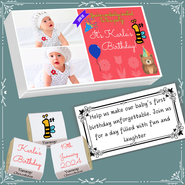 1st Birthday - Invitation Chocolates - Wrapper Design-6