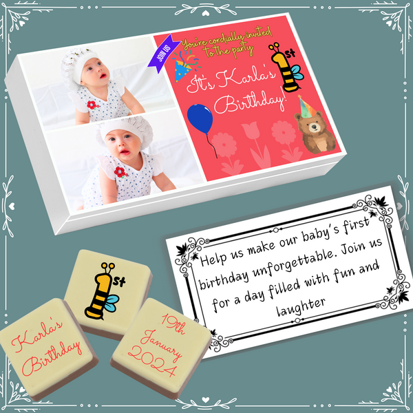 1st Birthday - Invitation Chocolates Design-6