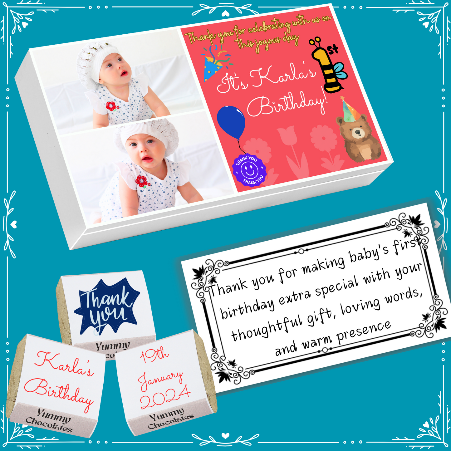 1st Birthday - Return Chocolates Gifts - Wrapper Design-6