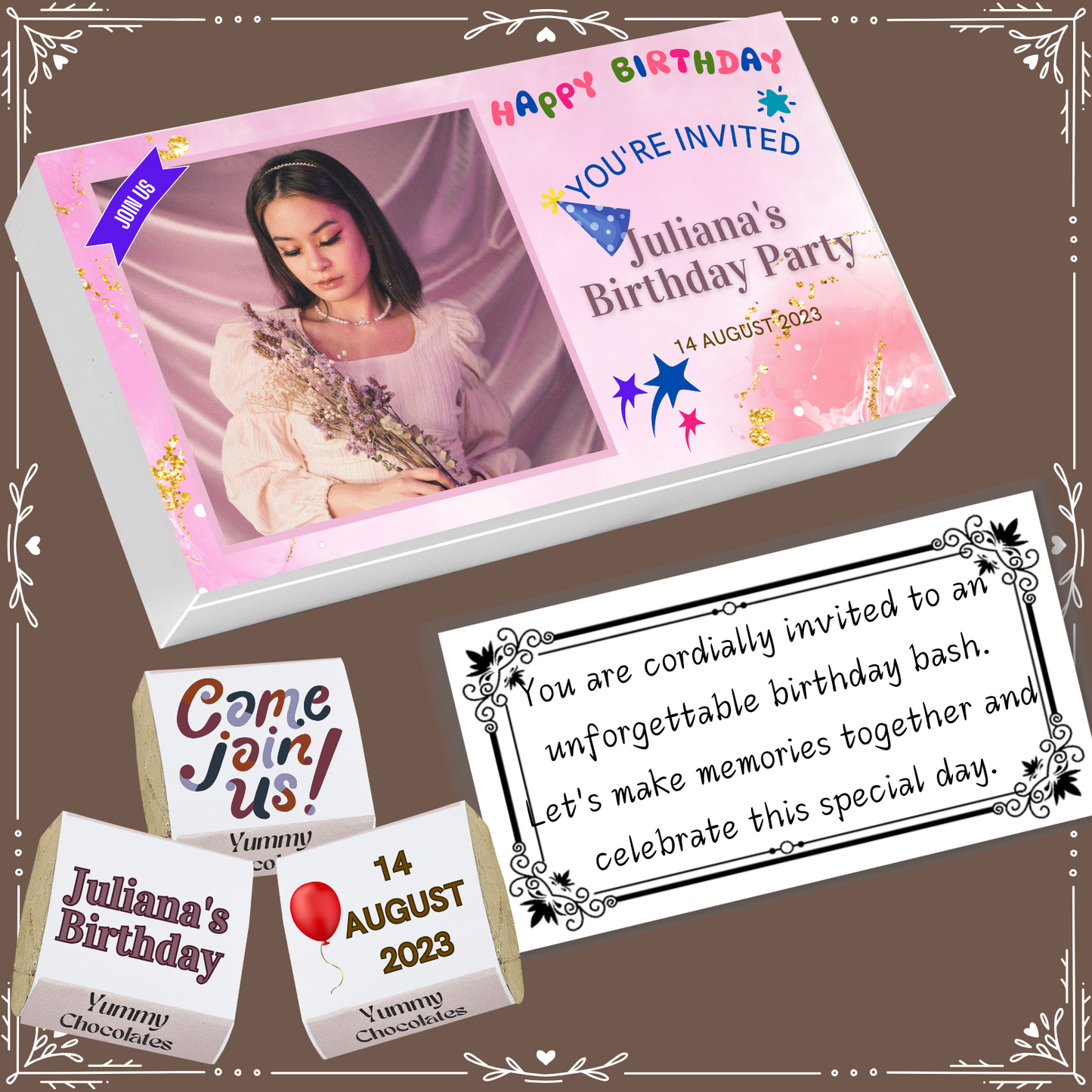 Birthday - Invitation Chocolates - Wrapper Design-7