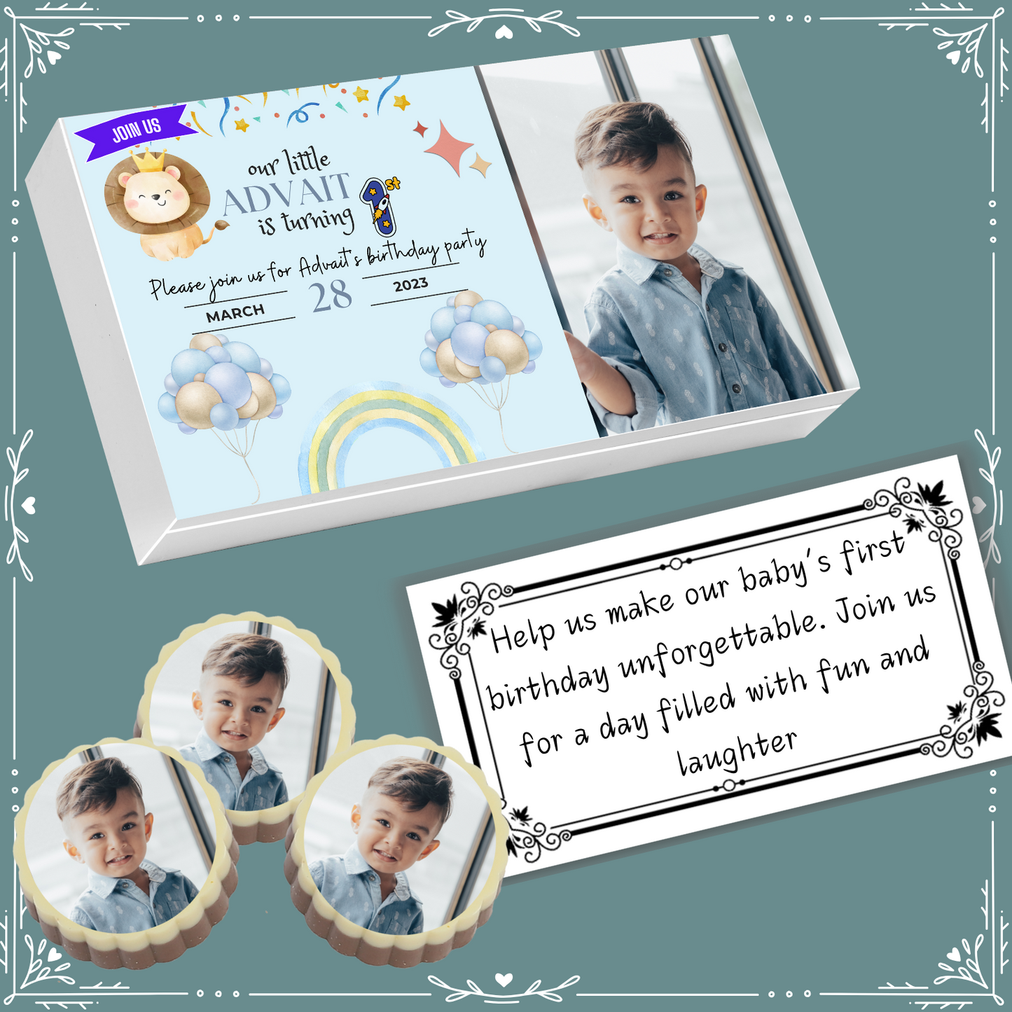 1st Birthday - Invitation Chocolates Design-8