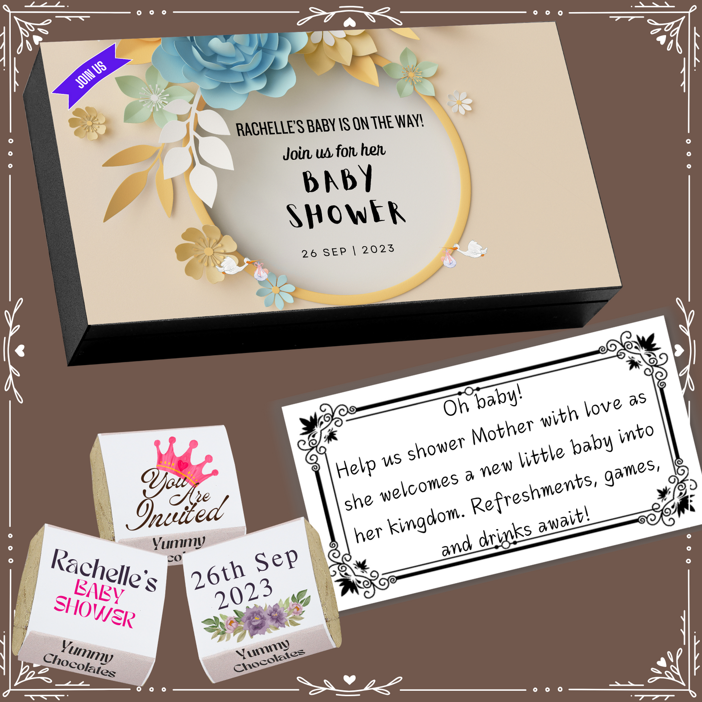 Baby Shower - Invitation Chocolates - Wrapper Design-9